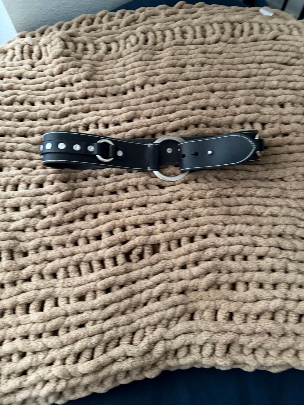 Lucky Brand Black Leather Ring Detail Belt